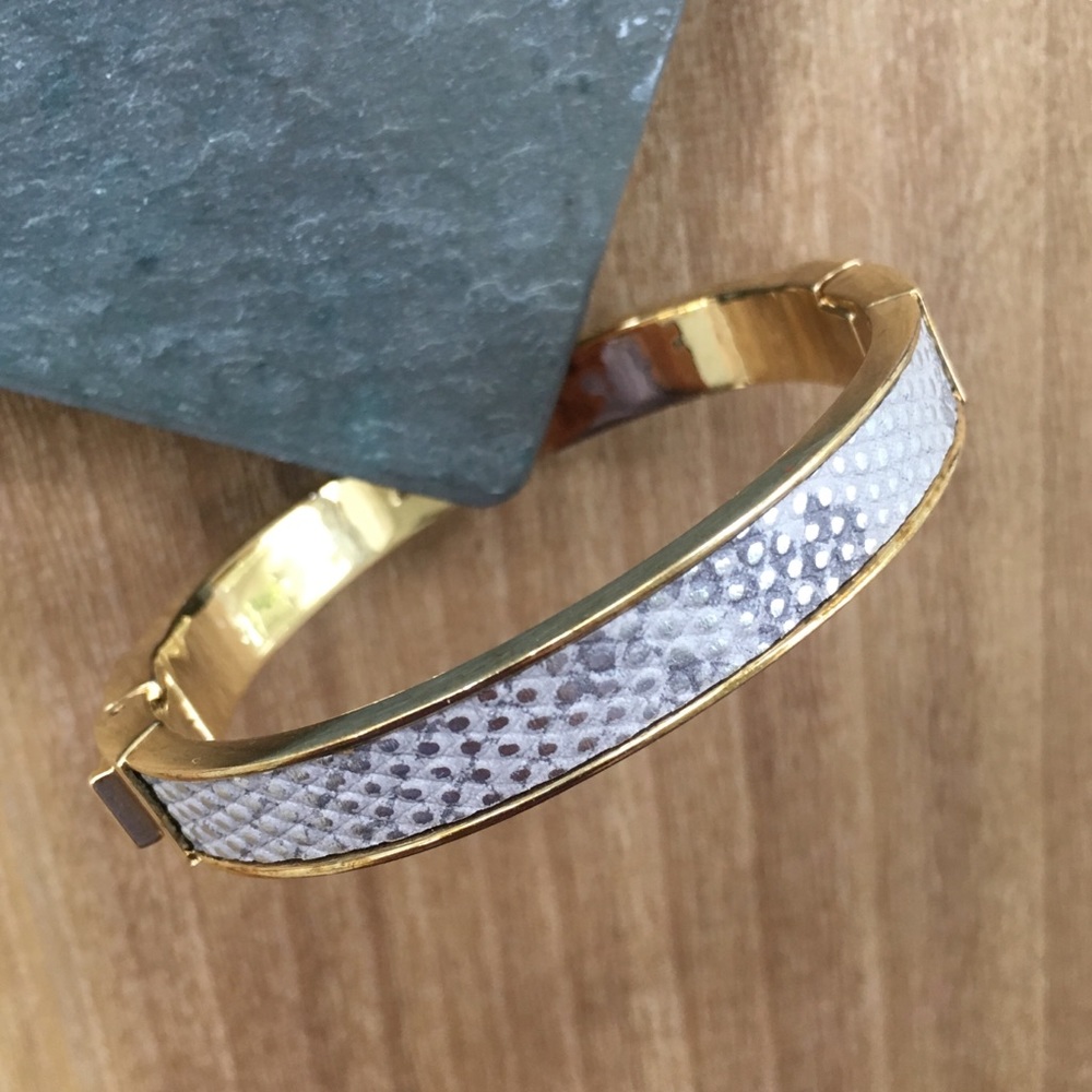 Ann Taylor Gold and Gray Snake Print Bangle